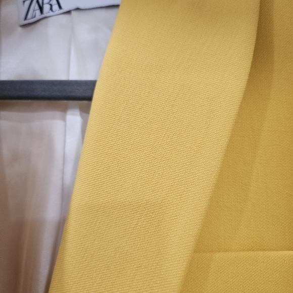 Zara Yellow Blazer Double-Breasted Suit Jacket XS - Picture 6 of 7